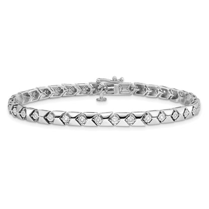 7 Inch Sterling Silver Rhodium Plated Diamond Bracelet