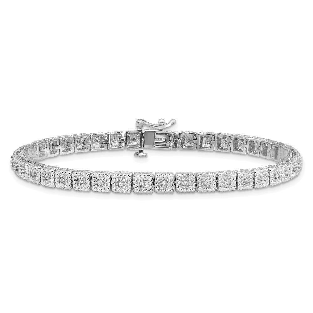 7 Inch Sterling Silver Rhodium Plated Diamond Bracelet