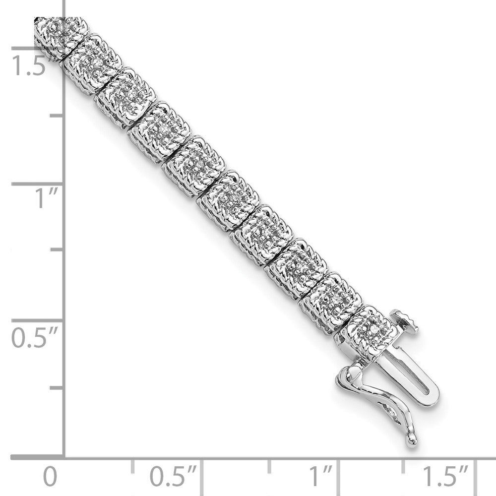 7 Inch Sterling Silver Rhodium Plated Diamond Bracelet