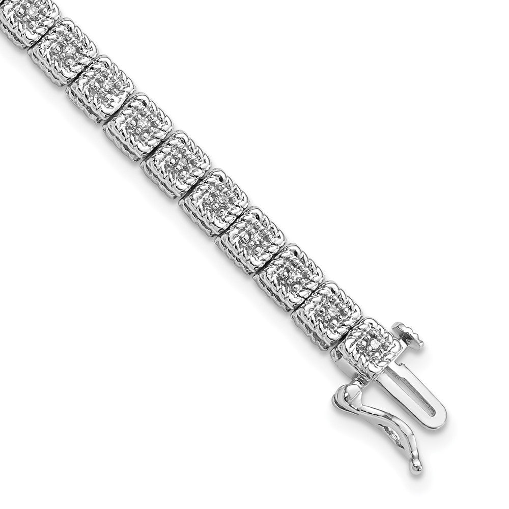 7 Inch Sterling Silver Rhodium Plated Diamond Bracelet