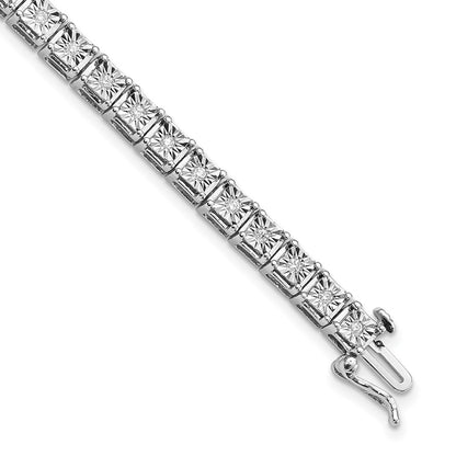 7 Inch Sterling Silver Rhodium-Plated Diam. Square Link Bracelet