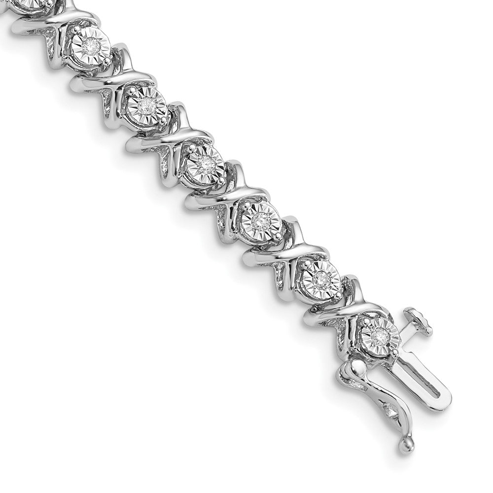 7 Inch Sterling Silver Rhodium Plated Diamond Bracelet