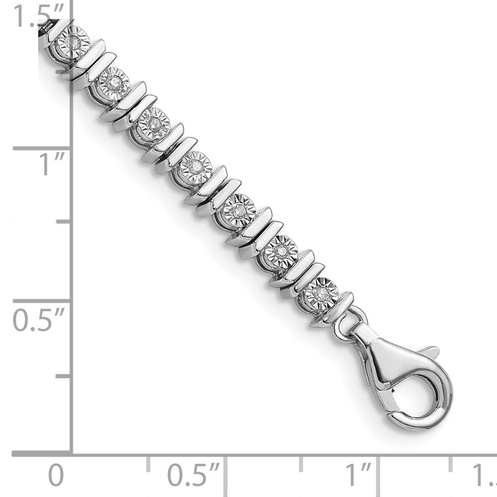 7 Inch Sterling Silver Rhodium-Plated Diam. Tennis Bracelet