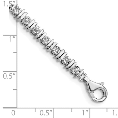 7 Inch Sterling Silver Rhodium-Plated Diam. Tennis Bracelet