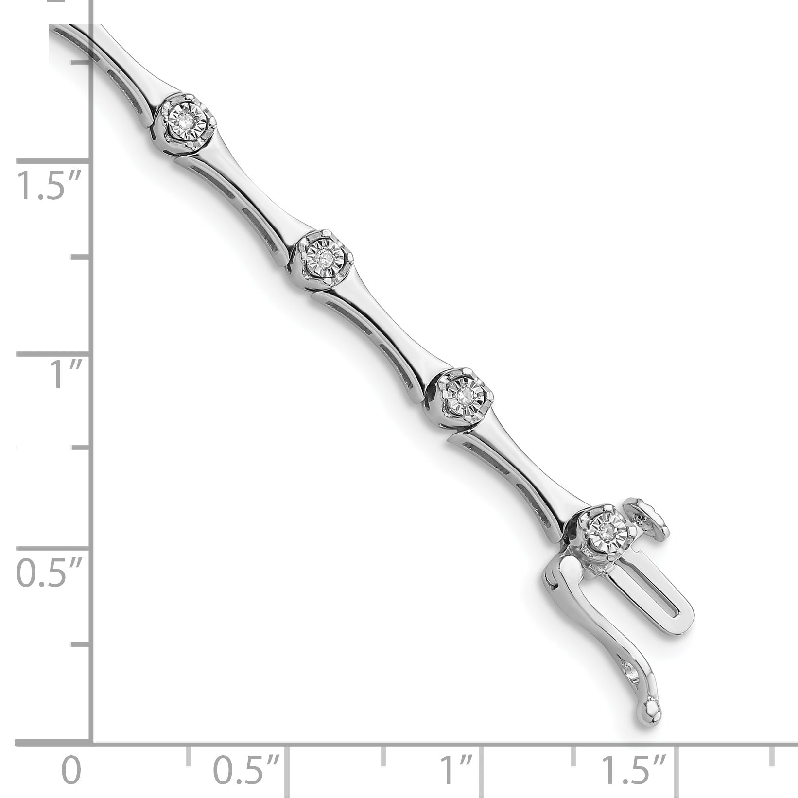 7 Inch Sterling Silver Rhodium Plated Diamond Bracelet