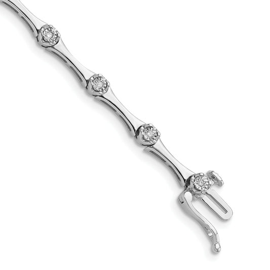 7 Inch Sterling Silver Rhodium Plated Diamond Bracelet