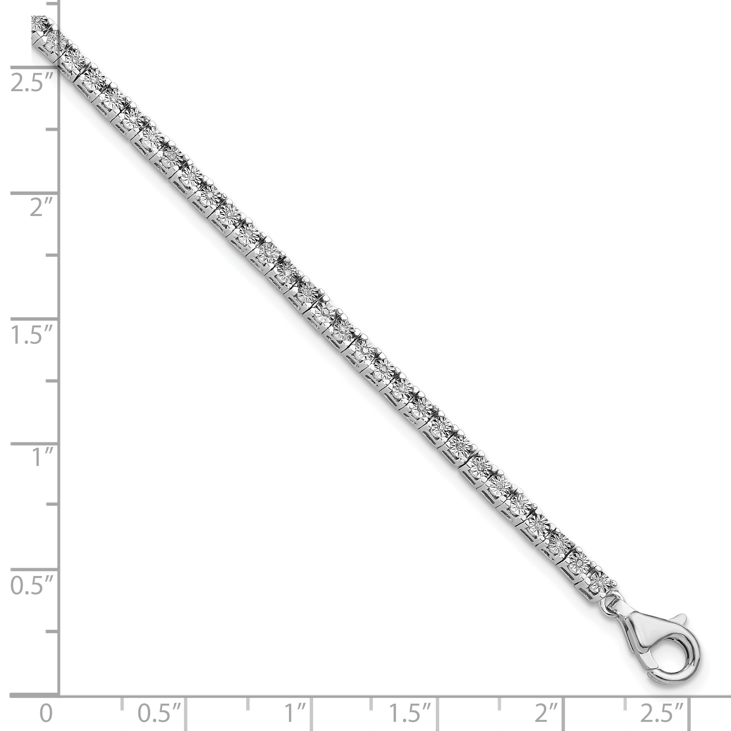 7 Inch Sterling Silver Rhodium-Plated Diam. Tennis Bracelet