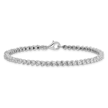 7 Inch Sterling Silver Rhodium-Plated Diam. Tennis Bracelet