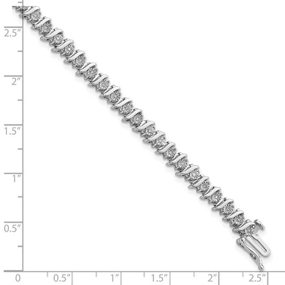 7 Inch Sterling Silver Rhodium-Plated Diam. Fancy Bracelet