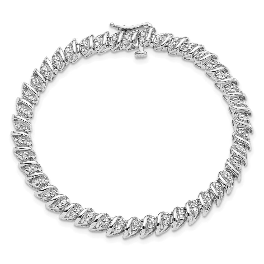 7 Inch Sterling Silver Rhodium Plated Diamond Bracelet