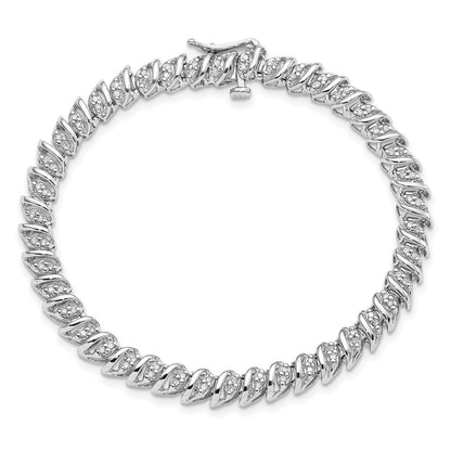 7 Inch Sterling Silver Rhodium Plated Diamond Bracelet