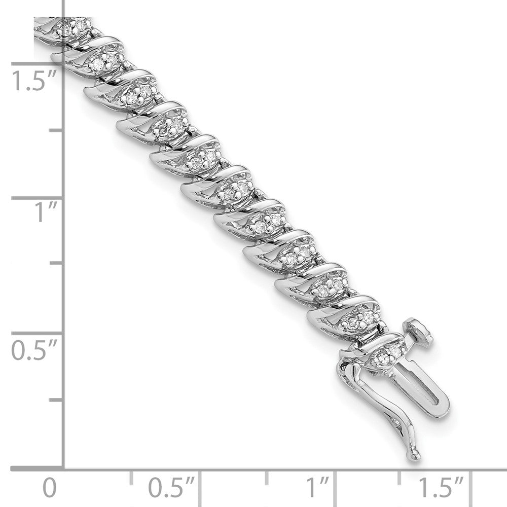 7 Inch Sterling Silver Rhodium Plated Diamond Bracelet