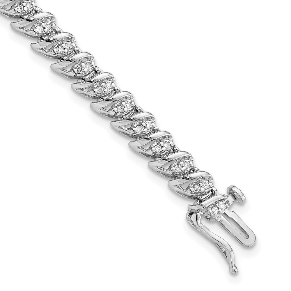 7 Inch Sterling Silver Rhodium Plated Diamond Bracelet