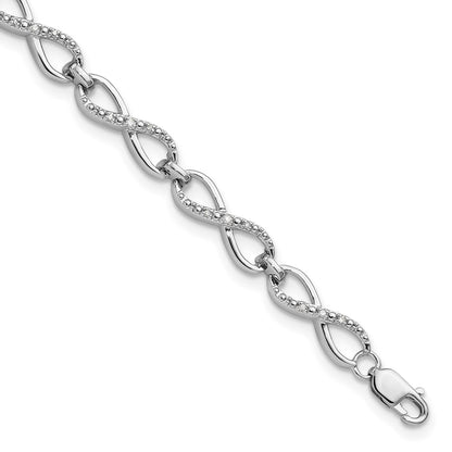 7.5 Inch Sterling Silver Rhodium-Plated Diam. Bracelet
