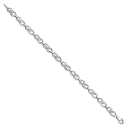 7.5 Inch Sterling Silver Rhodium-Plated Diam. Bracelet