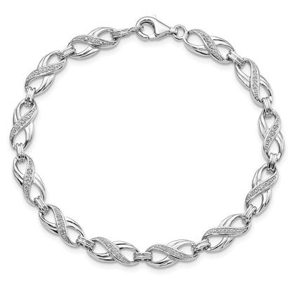 7.5 Inch Sterling Silver Rhodium-Plated Diam. Bracelet