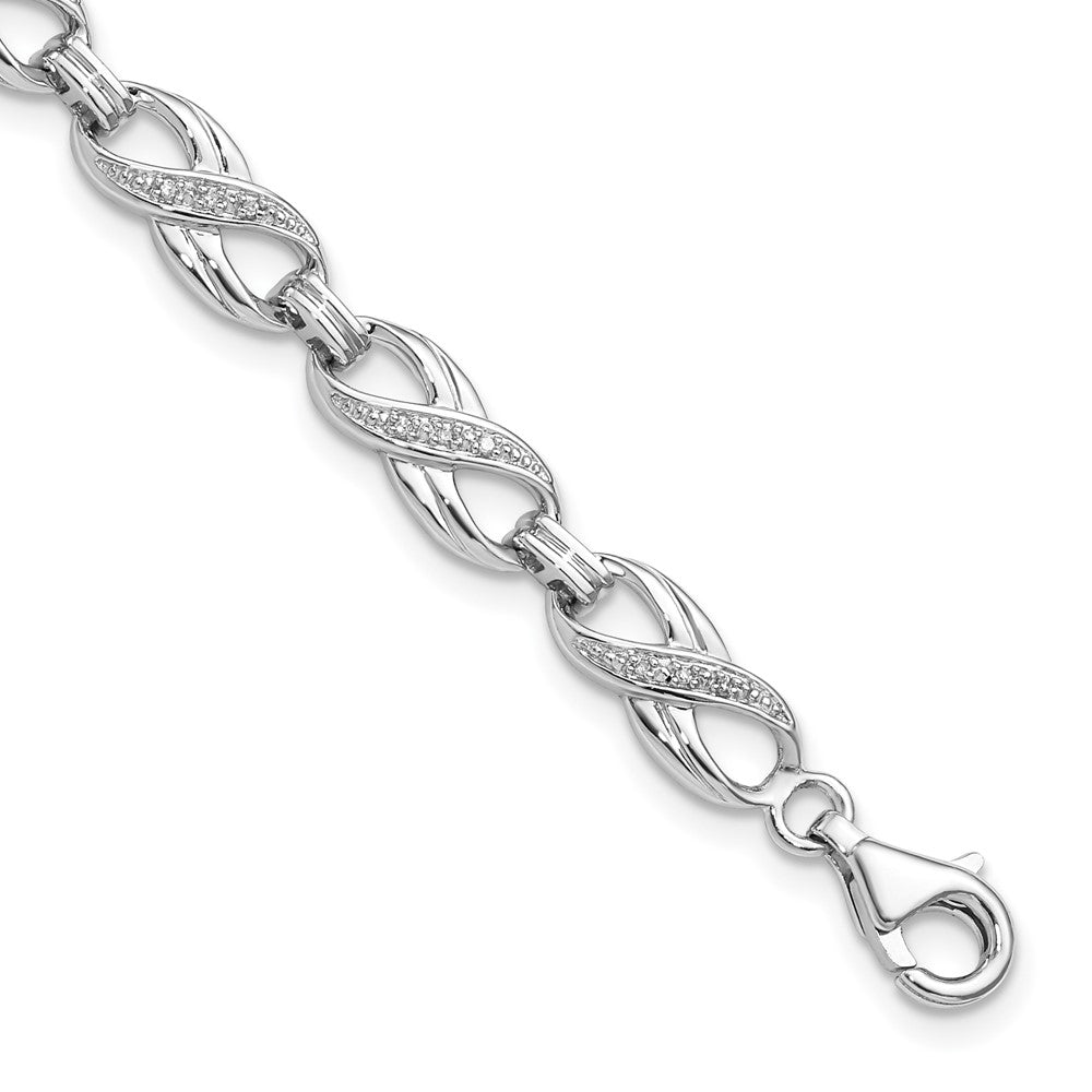 7.5 Inch Sterling Silver Rhodium-Plated Diam. Bracelet