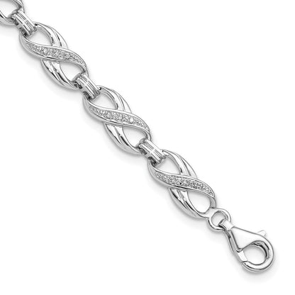 7.5 Inch Sterling Silver Rhodium-Plated Diam. Bracelet