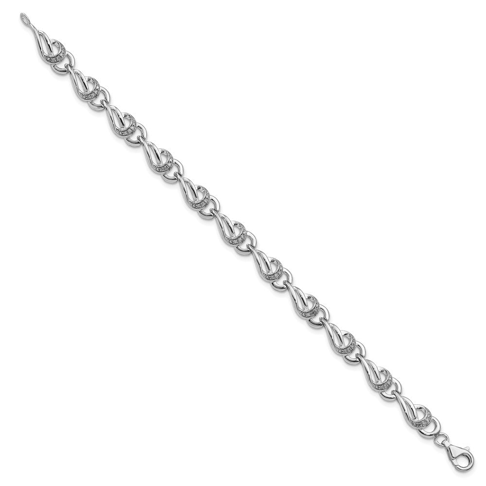 7 Inch Sterling Silver Rhodium-Plated Diam. Bracelet
