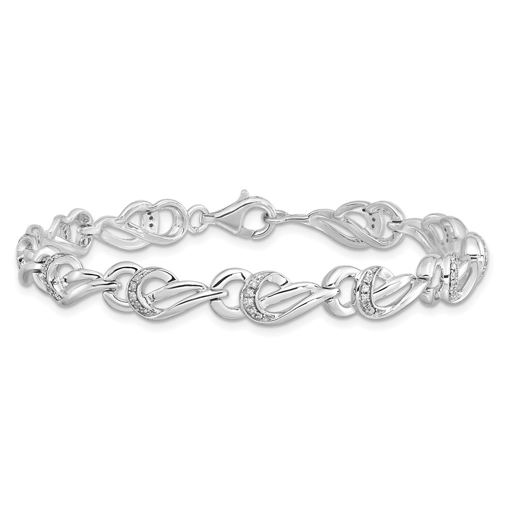 7 Inch Sterling Silver Rhodium-Plated Diam. Bracelet