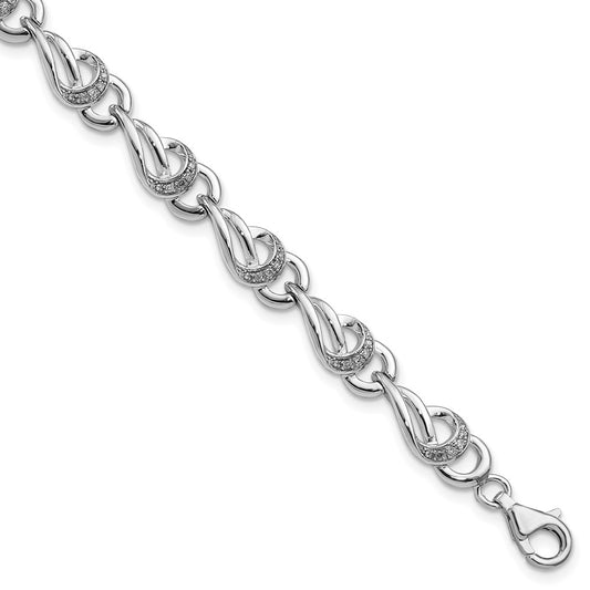 7 Inch Sterling Silver Rhodium-Plated Diam. Bracelet