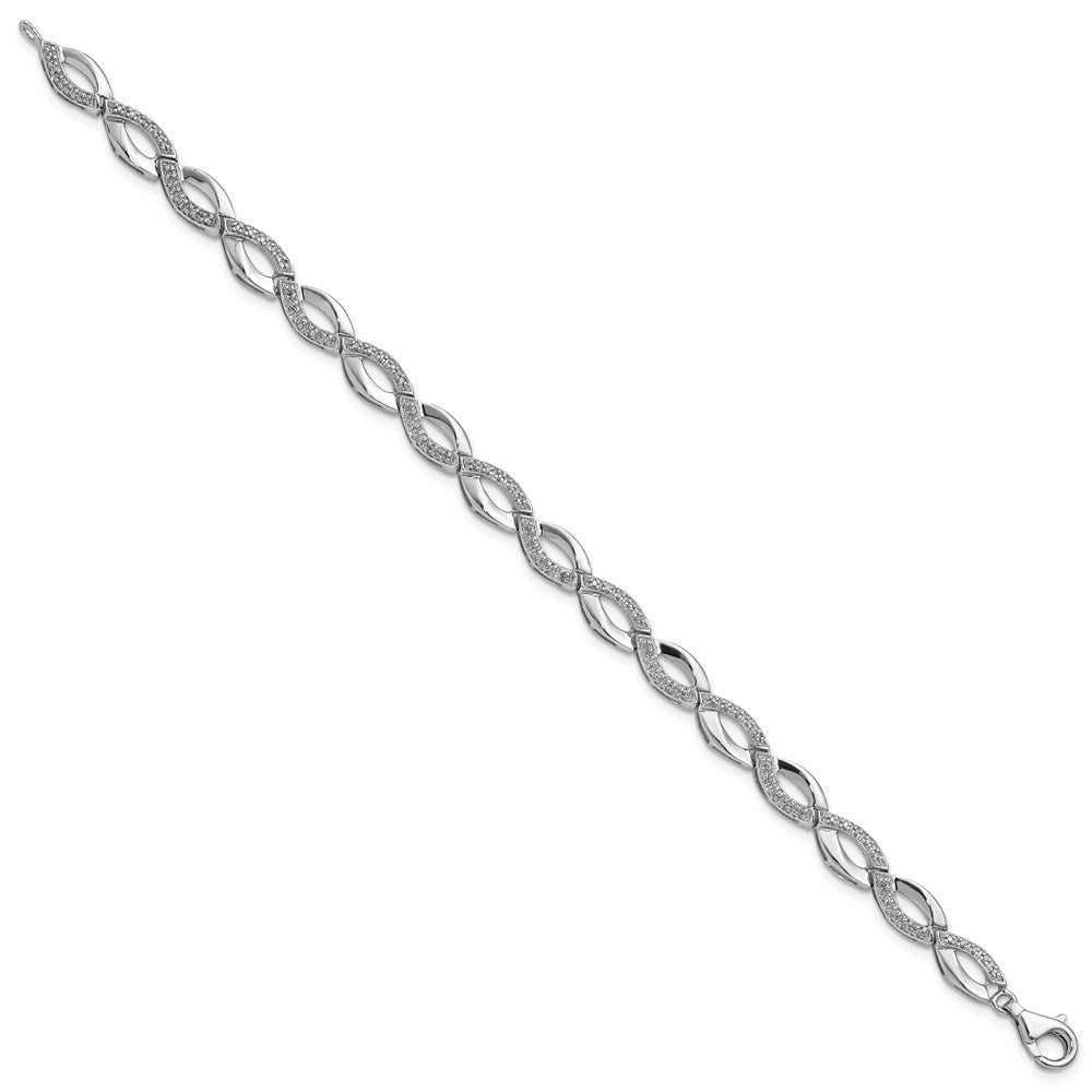 7 Inch Sterling Silver Rhodium-Plated Diam. Bracelet