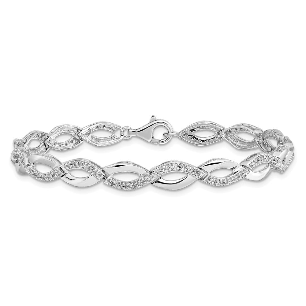 7 Inch Sterling Silver Rhodium-Plated Diam. Bracelet