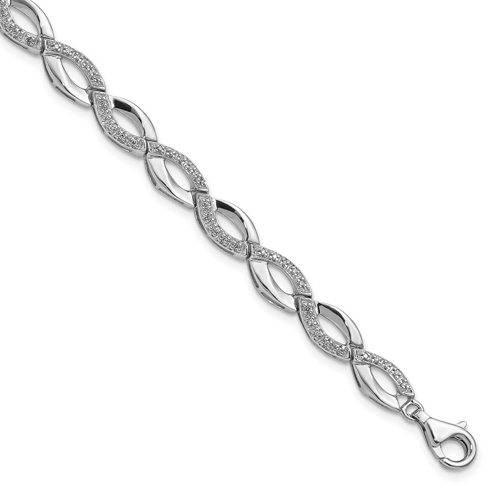 7 Inch Sterling Silver Rhodium-Plated Diam. Bracelet