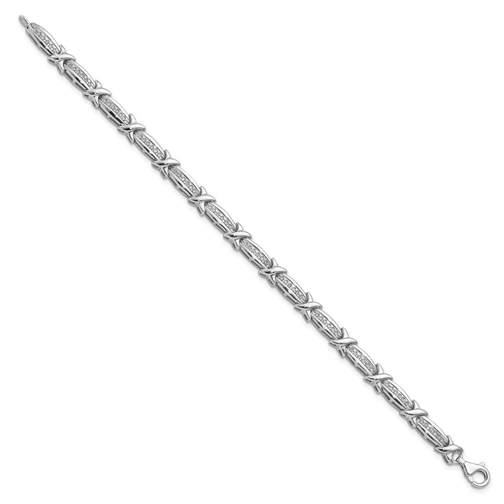 7.25 Inch Sterling Silver Rhodium-Plated Diam. Bracelet