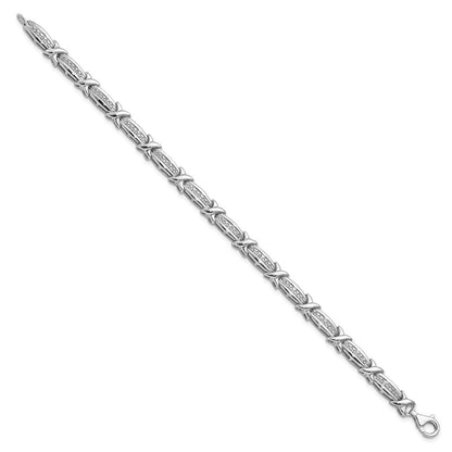 7.25 Inch Sterling Silver Rhodium-Plated Diam. Bracelet