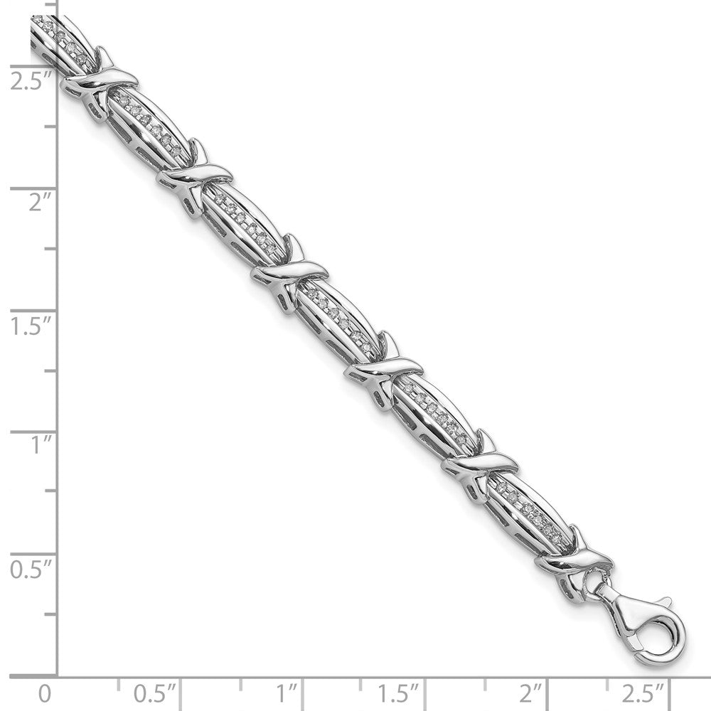 7.25 Inch Sterling Silver Rhodium-Plated Diam. Bracelet