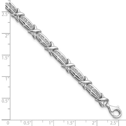 7.25 Inch Sterling Silver Rhodium-Plated Diam. Bracelet