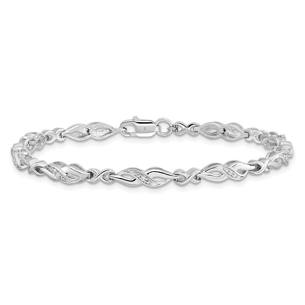7 Inch Sterling Silver Rhodium-Plated Diam. Bracelet