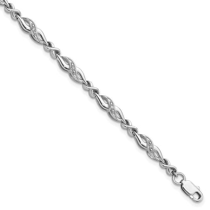 7 Inch Sterling Silver Rhodium-Plated Diam. Bracelet