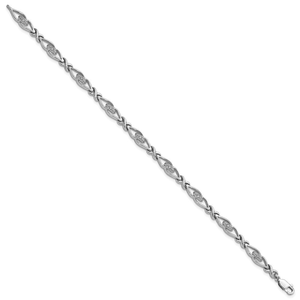 7 Inch Sterling Silver Rhodium-Plated Diam. Bracelet