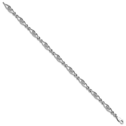 7 Inch Sterling Silver Rhodium-Plated Diam. Bracelet