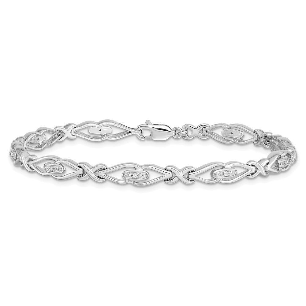7 Inch Sterling Silver Rhodium-Plated Diam. Bracelet