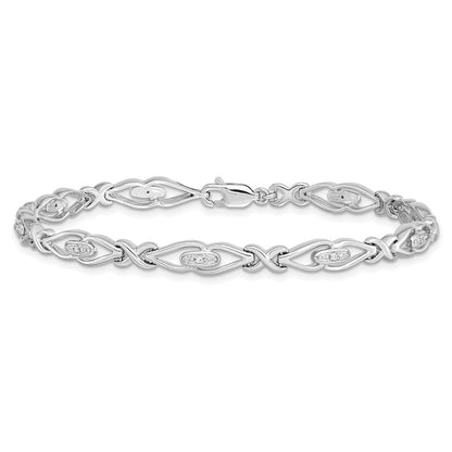 7 Inch Sterling Silver Rhodium-Plated Diam. Bracelet