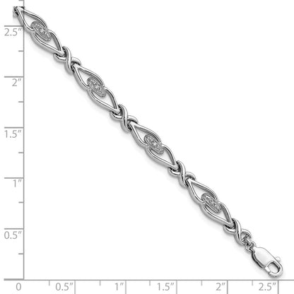 7 Inch Sterling Silver Rhodium-Plated Diam. Bracelet