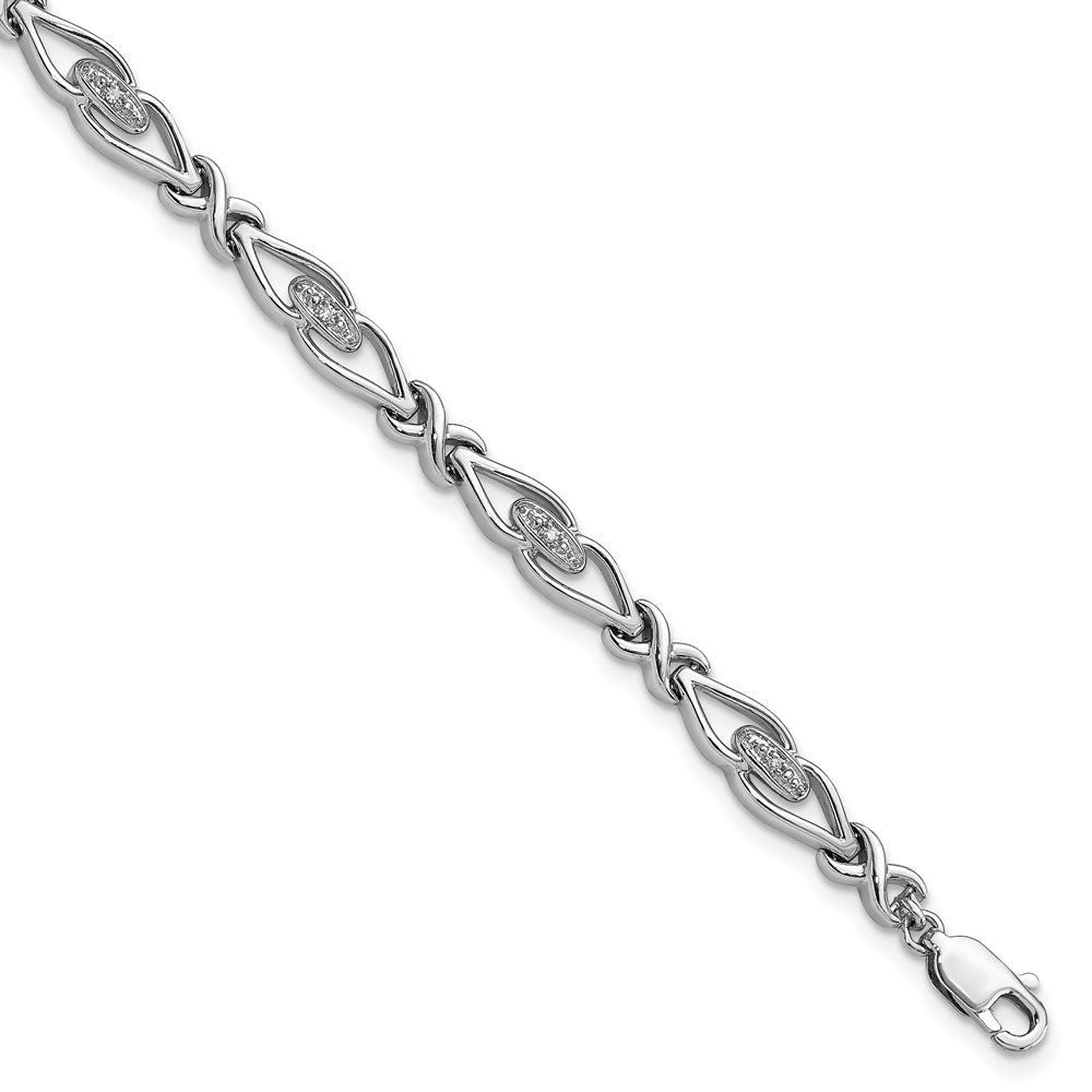 7 Inch Sterling Silver Rhodium-Plated Diam. Bracelet
