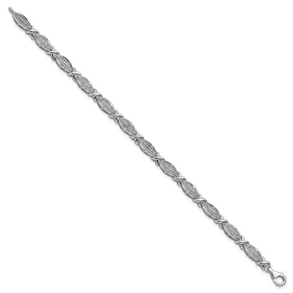 7.5 Inch Sterling Silver Rhodium-Plated Diamond Bracelet