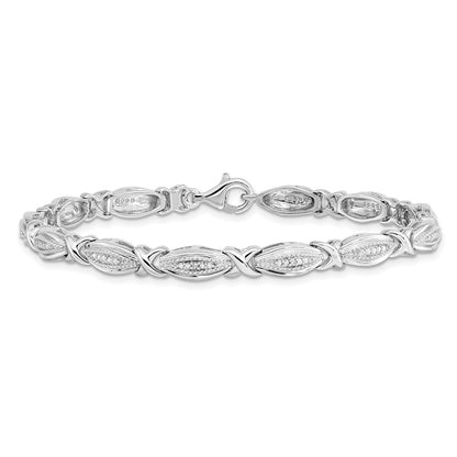 7.5 Inch Sterling Silver Rhodium-Plated Diamond Bracelet