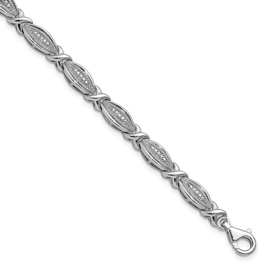 7.5 Inch Sterling Silver Rhodium-Plated Diamond Bracelet