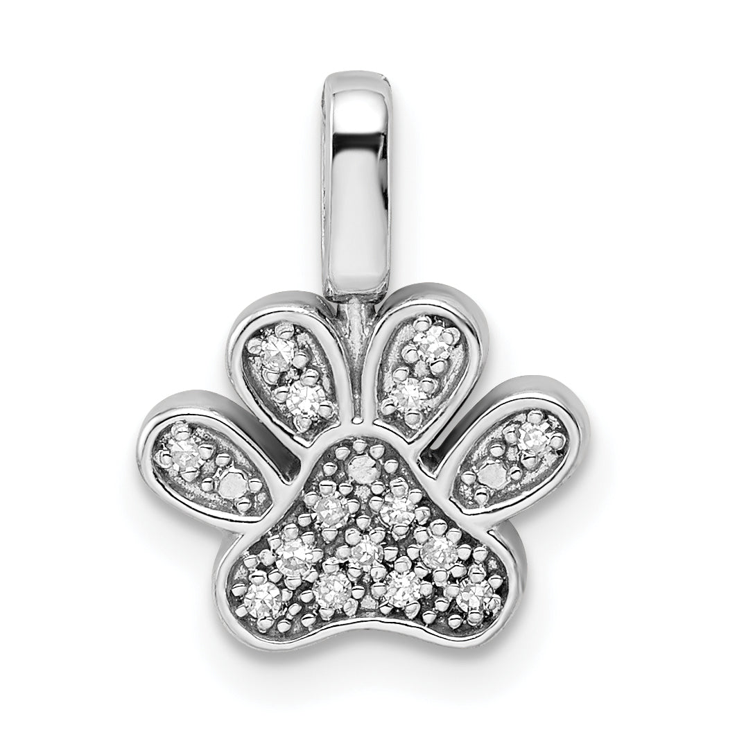Sterling Silver Rhod 0.15Ct. Blk & White Dia. Reversible Pawprint Pendant