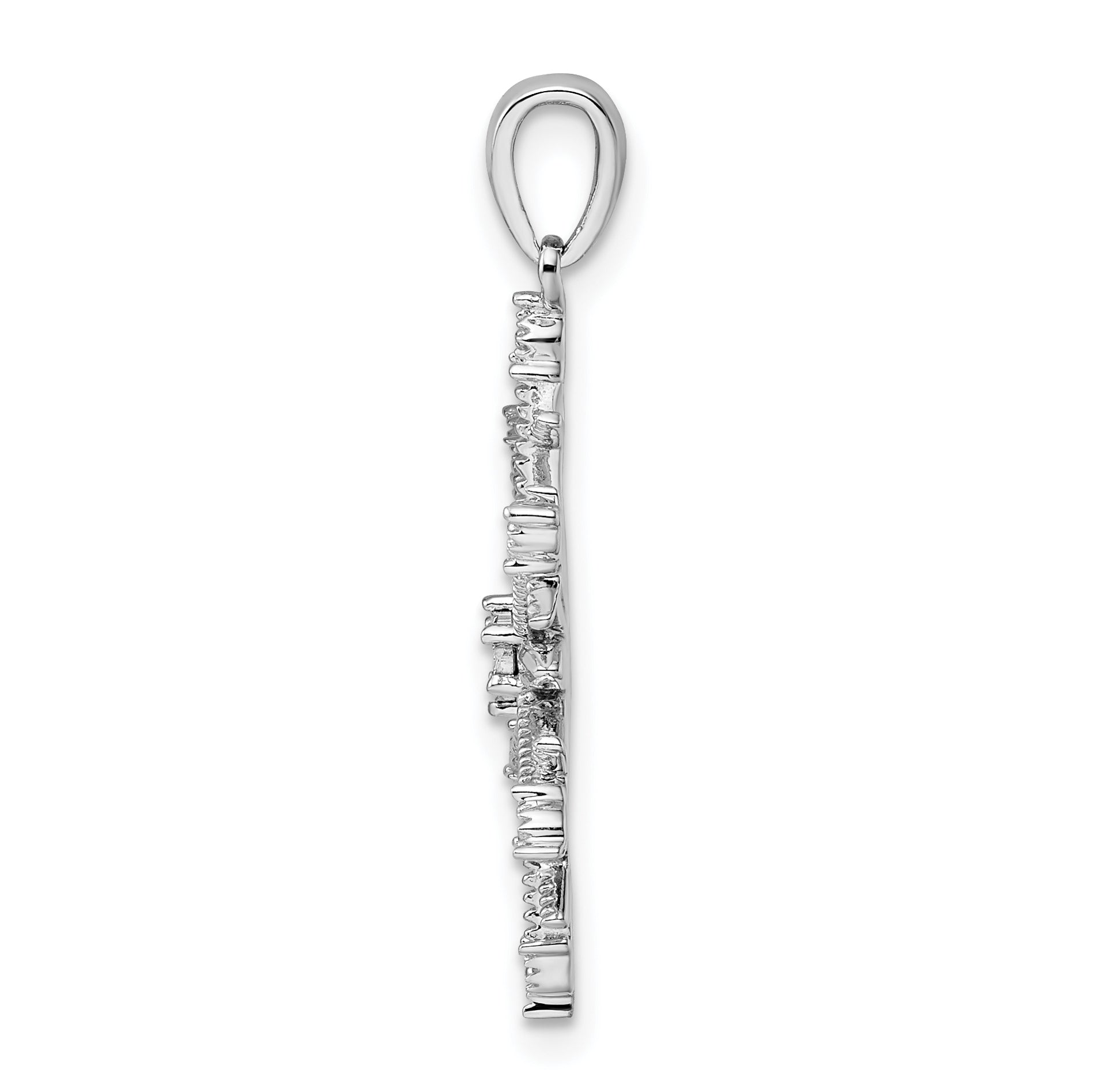 Sterling Silver Rhodium Diam. Snowflake Pendant
