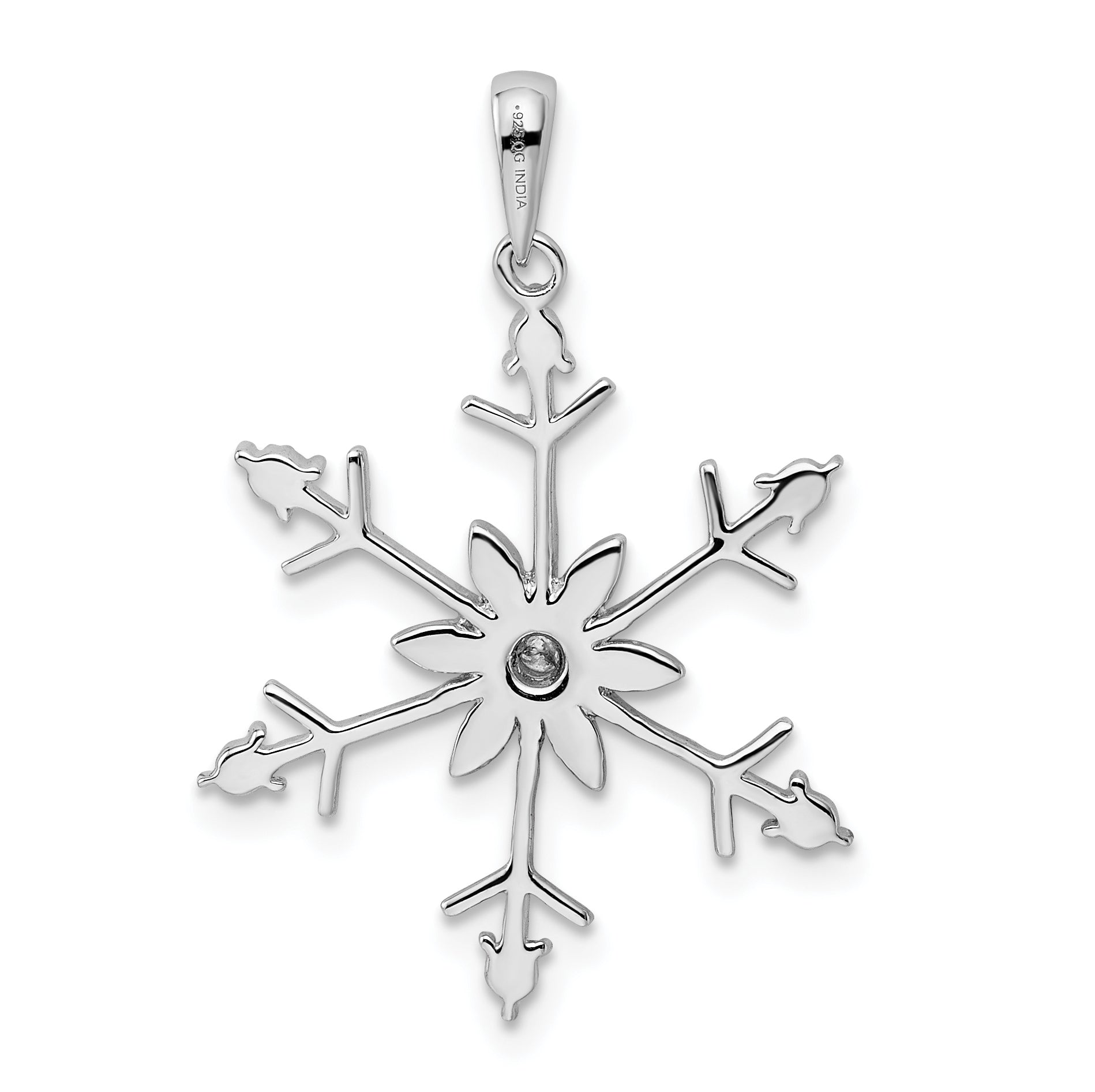 Sterling Silver Rhodium Diam. Snowflake Pendant