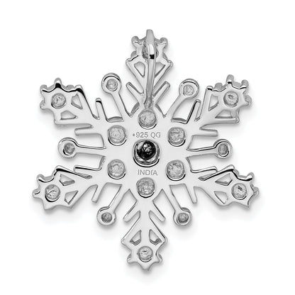 Sterling Silver Rhodium Diam. Snowflake Chain Slide