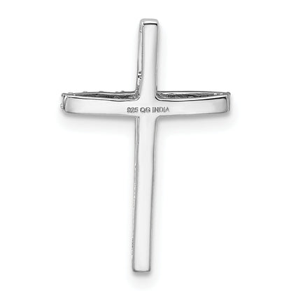 Sterling Silver Rhodium-Plated Diamond Cross Chain Slide