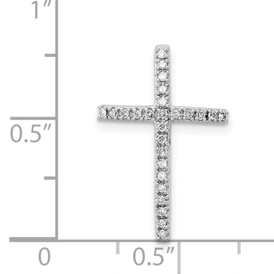 Sterling Silver Rhodium-Plated Diamond Cross Chain Slide
