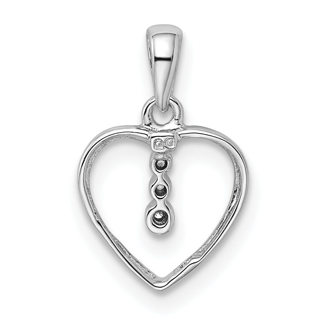 Sterling Silver Diamond Rhodium Heart Pendant
